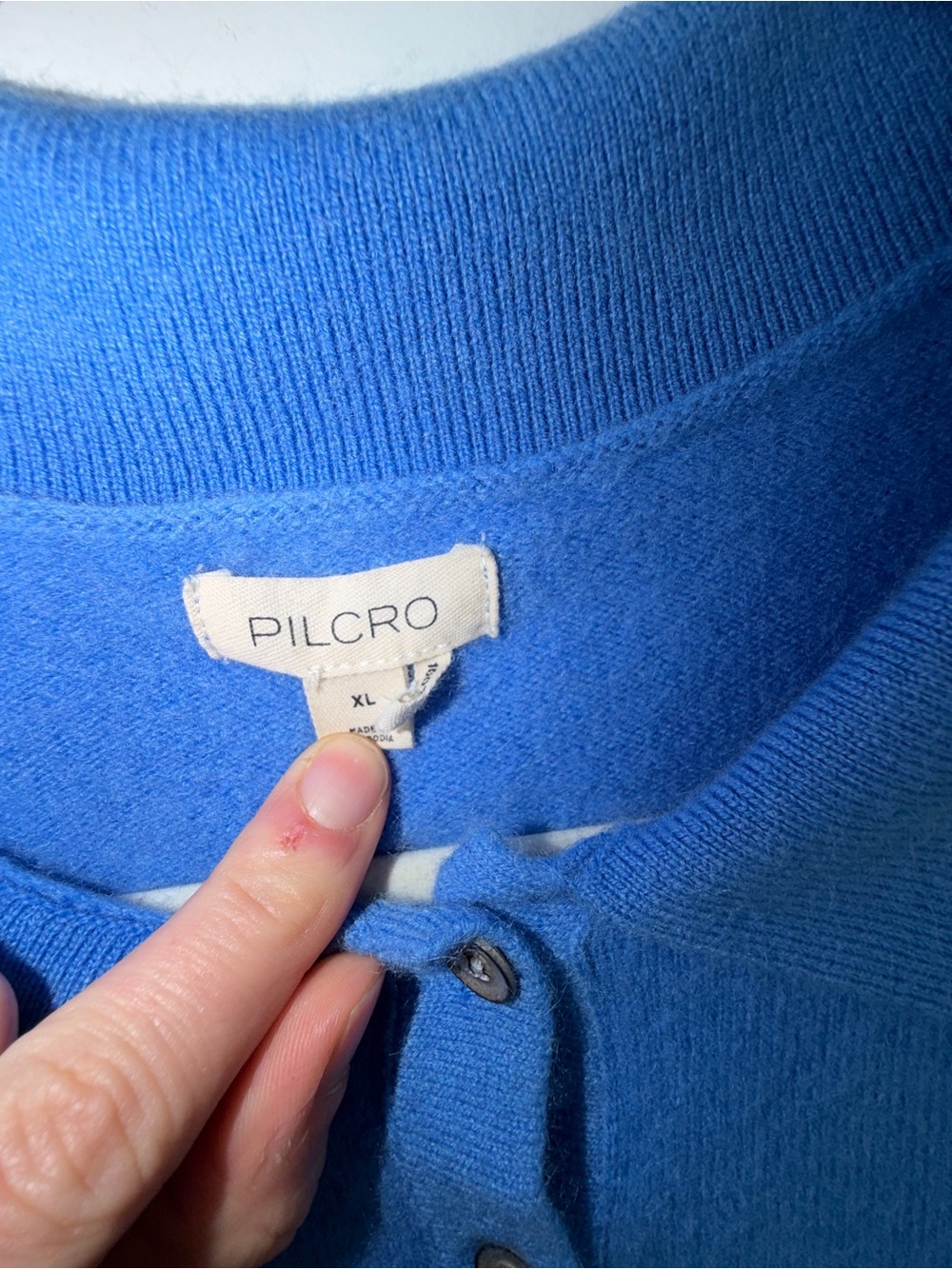 Anthropologie Pilcro 100% Cashmere Blue Polo Sweater XL - Picture 2 of 6